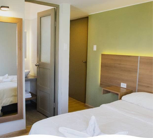 Habitación individual con cama y baño privado